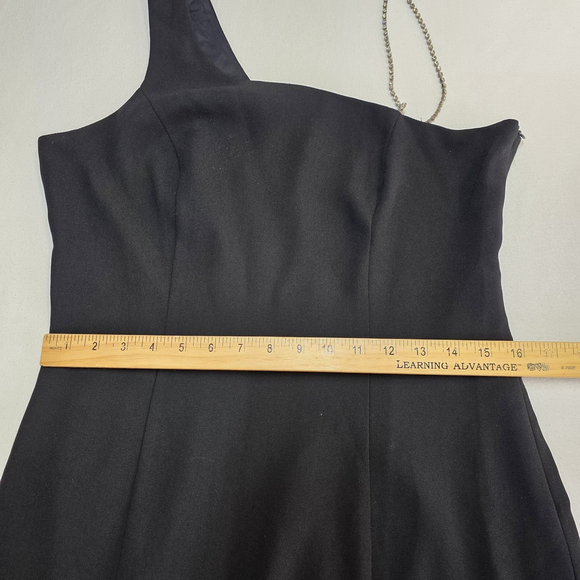 Elegant CDC Evening Black Gown Women’s 10 One Shoulder Rhinestone Strap Formal - Picture 8 of 11